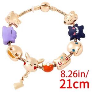 Gold Plated Pokémon Themed Charm Bracelet 21cm